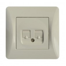 Πρίζα Τηλεφώνου RJ11 Διπλή Μπεζ Lineme H-Series 50-00119-30